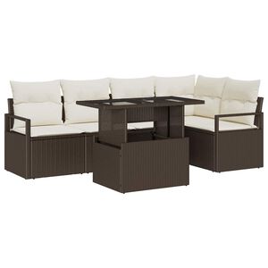 vidaXL Gartensofa-set 6 stk. 5-Sitzanzahl Braun und Creme Poly-Rattan