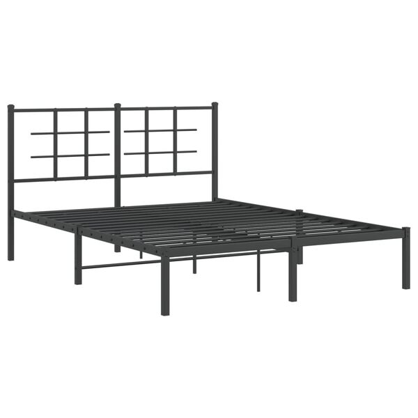 vidaXL Bettgestell mit Kopfteil Metall Schwarz 140x190 cm