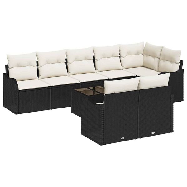 vidaXL Gartensofa-set Schwarz Poly-Rattan