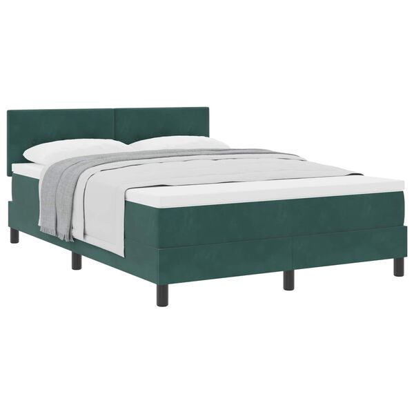 vidaXL Boxspringbett mit Matratze Dunkelgr&uuml;n 160 x 200 cm Samt