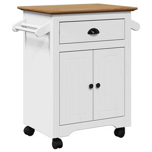 vidaXL K&uuml;chenwagen BODO Wei&szlig; und Braun 72x45x80 cm