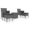 vidaXL 5-tlg. Garten-Bistro-Set Poly Rattan & Massivholz Akazie Grau