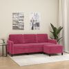 vidaXL 3-Sitzer-Sofa mit Hocker Weinrot 180 cm Samt