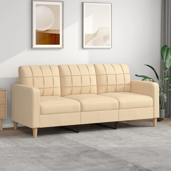 vidaXL 3-Sitzer-Sofa Creme 180 cm Stoff