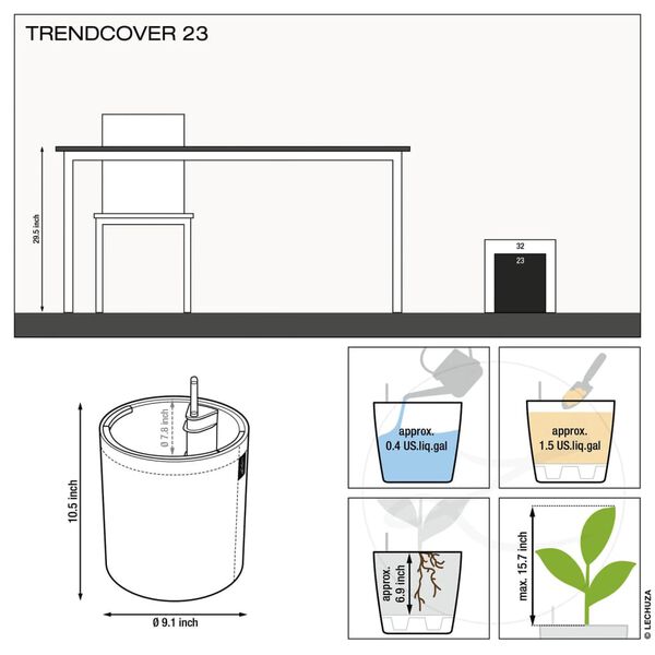 LECHUZA Pflanzgef&auml;&szlig; TRENDCOVER 23 Cork ALL-IN-ONE Natur Dunkel