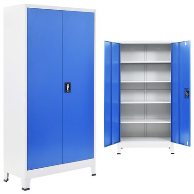 vidaXL Büroschrank Metall 90 x 40 x 180 cm Grau und Blau