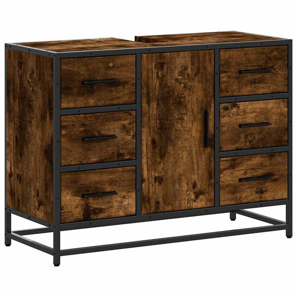 vidaXL Waschbeckenunterschrank R&auml;uchereiche 80x33x60 cm Holzwerkstoff