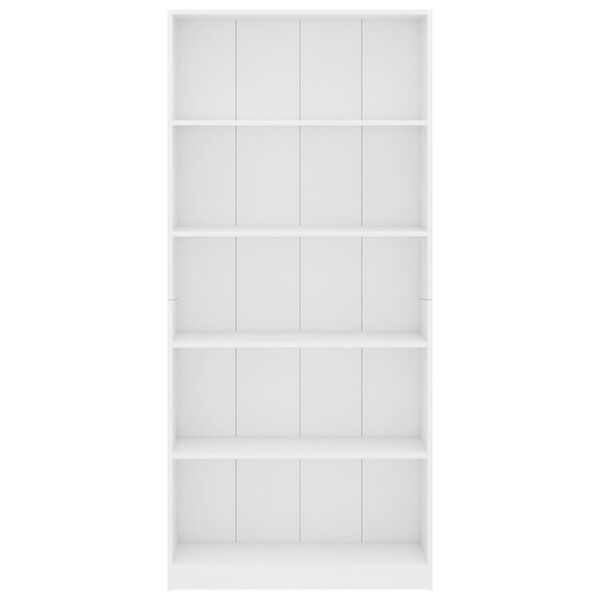 vidaXL Bücherregal 5 Fächer Weiß 80x24x175 cm Holzwerkstoff