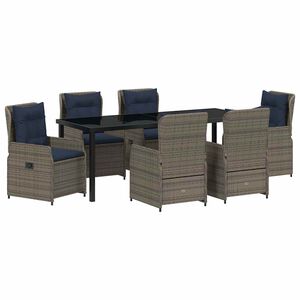 vidaXL Garten Essgruppe 7 stk. Grau Poly Rattan