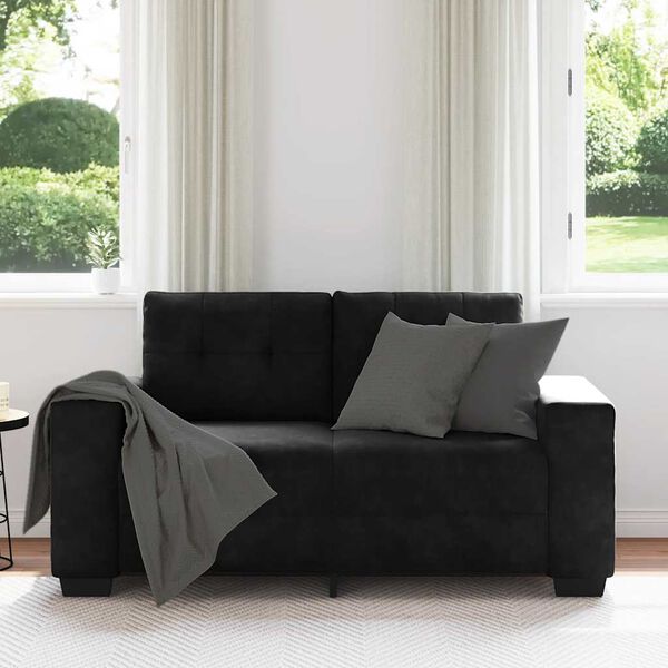 vidaXL Zweisitzer-Sofa Schwarz 160x77x82 cm Samt