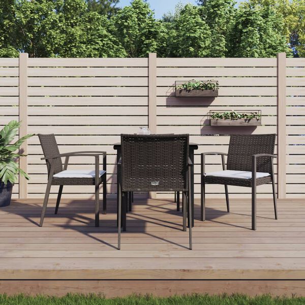 vidaXL 5-tlg. Garten-Essgruppe mit Kissen Poly Rattan und Stahl