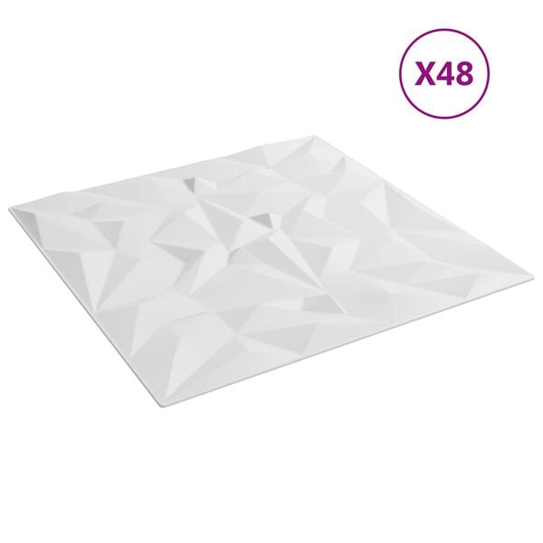vidaXL Wandpaneele 48 pcs Wei&szlig; 50 x 50 cm XPS Schaum