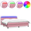 vidaXL Boxspringbett mit Matratze & LED Rosa 180x210 cm Samt