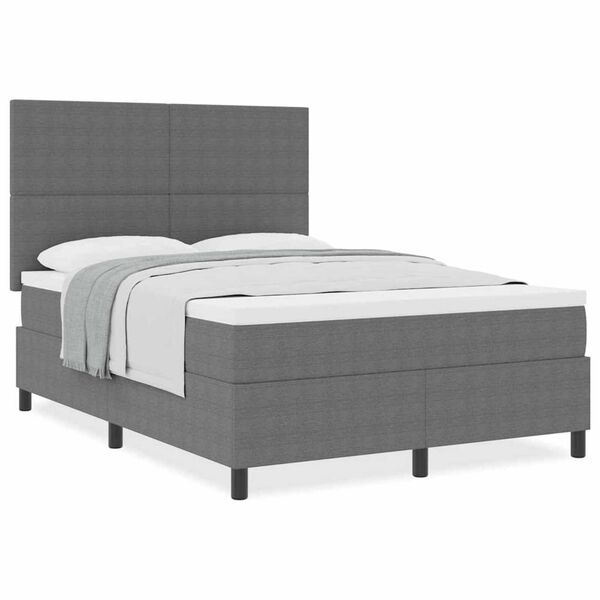 vidaXL Boxspringbett Hellgrau und Wei&szlig; 193 x 144 x 128 cm Cordstoff