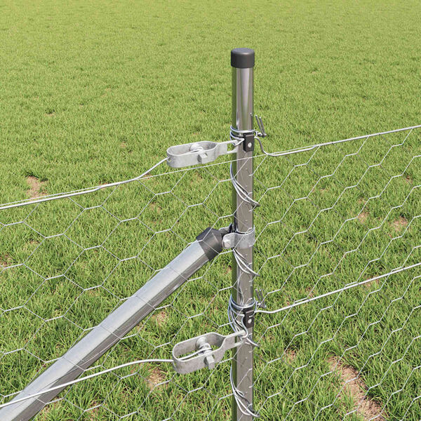 vidaXL Zaun mit Pfosten Silber 0,5 x 50 m PVC-beschichteter Stahl