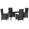 vidaXL Garten Essgruppe 5 stk. Schwarz Poly-Rattan