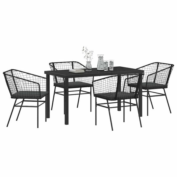 vidaXL Garten Essgruppe 5 pcs Schwarz Poly-Rattan
