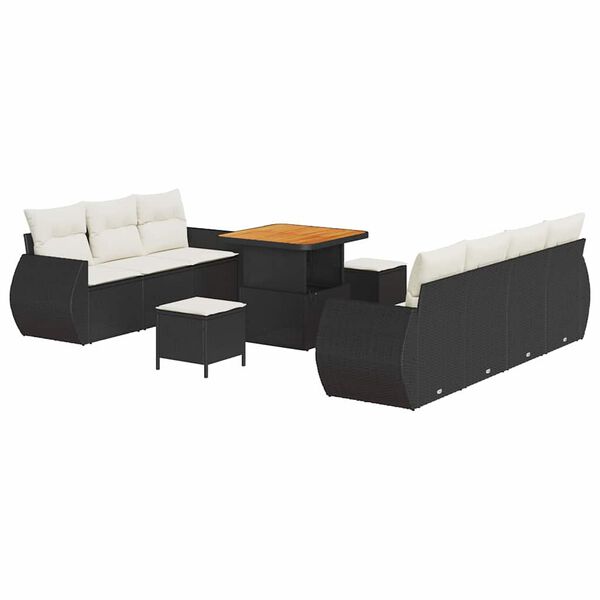 vidaXL Garten-Sofa-Set 10 pcs Schwarz und Creme 80 x 80 x 71 cm