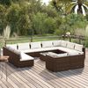 vidaXL 12-tlg. Garten-Lounge-Set mit Kissen Braun Poly Rattan