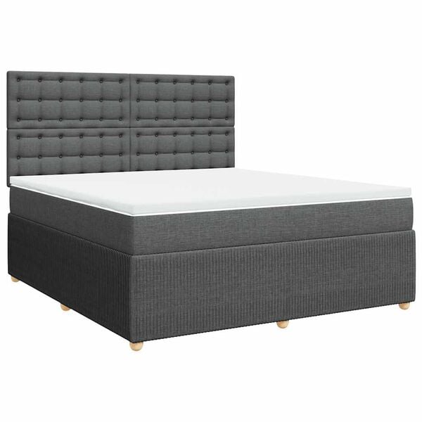 vidaXL Boxspringbett mit Matratze Dunkelgrau 180x200 cm Stoff