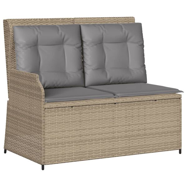 vidaXL 7-tlg. Garten-Lounge-Set mit Kissen Beige Poly Rattan