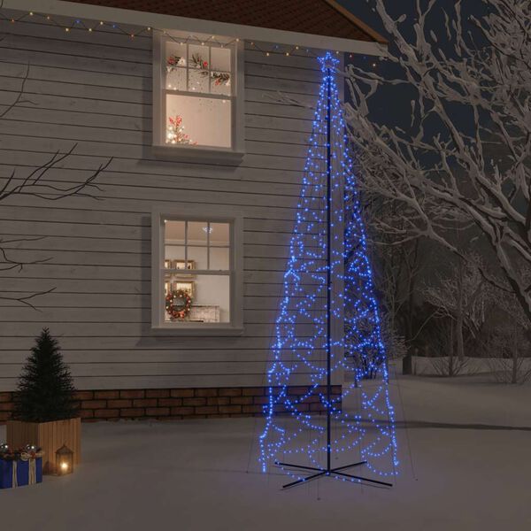 vidaXL LED-Weihnachtsbaum Kegelform Blau 1400 LEDs 160x500 cm