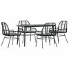 vidaXL 5-tlg. Garten-Essgruppe mit Kissen Schwarz Poly Rattan Glas