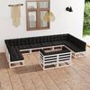 vidaXL 12-tlg. Garten-Lounge-Set mit Kissen Wei&szlig; Massivholz Kiefer
