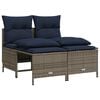 vidaXL 4-teiliges Gartensofa-Set mit Kissen, grau, Polyrattan