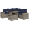 vidaXL 6-teiliges Gartensofa-Set mit Kissen, grau, Polyrattan