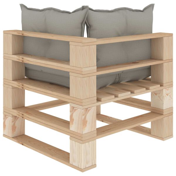 vidaXL Garten-Paletten-Ecksofa mit Kissen in Taupe Holz