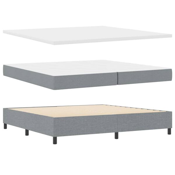 vidaXL Boxspringbett mit Matratze Hellgrau 200 x 200 cm Stoff