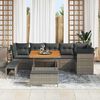 vidaXL Garten-Sofa-Set mit Kissen mit Speicher 9 pcs Grau