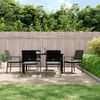 vidaXL 7-tlg. Garten-Essgruppe mit Kissen Poly Rattan und Stahl