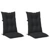 vidaXL Set Hochlehner-Stuhlkissen 2 pcs Melange Schwarz