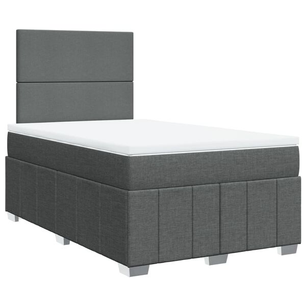 vidaXL Boxspringbett mit Matratze Dunkelgrau 120x190 cm Stoff