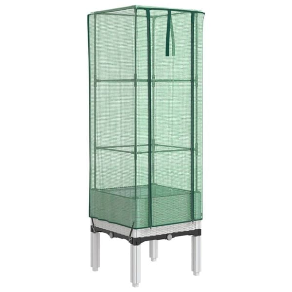 vidaXL Hochbeet mit Gew&auml;chshaus-Aufsatz Rattan-Optik 40x40x140 cm