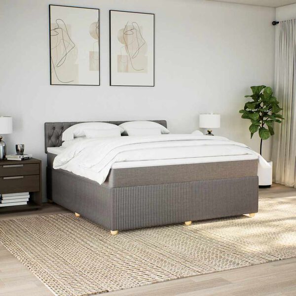 vidaXL Boxspringbett mit Matratze Taupe 180x200 cm Stoff