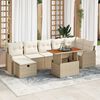 vidaXL Garten-Sofa-Set mit Kissen mit Speicher 8 pcs Beige Poly Rattan