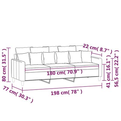 vidaXL 3-Sitzer-Sofa Dunkelgrau 180 cm Samt
