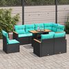 vidaXL 9-tlg. Garten-Sofagarnitur mit Kissen Schwarz Poly Rattan