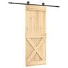 vidaXL Schiebet&uuml;r 80 x 210 cm Massivkiefer (Unbehandelt)