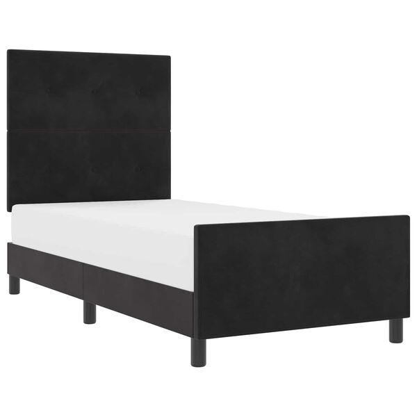 vidaXL Boxspringbett mit Kopfteil Schwarz 90 x 200 cm Samt