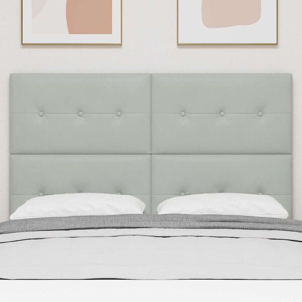 vidaXL LED Kopfteil mit LED-Lichtleisten Hellgrau 144 cm Polyester