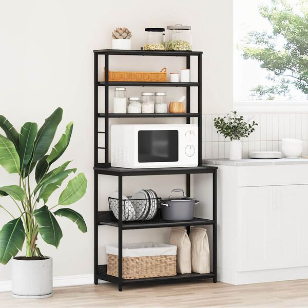 vidaXL K&uuml;chenregal Schwarz Eichen-Optik 80 x 40 x 168 cm Holzwerkstoff