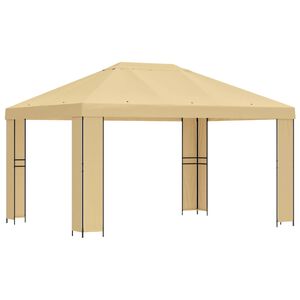 vidaXL Pavillon 4 x 3 m Creme Polyester und Stahl 190 gsm