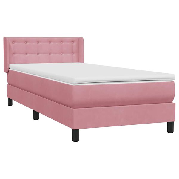 vidaXL Boxspringbett mit Matratze Rosa 90x210 cm Samt