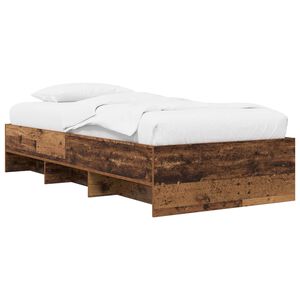 vidaXL Bettrahmen mit Regal Altholz 80 x 200 cm Holzwerkstoff