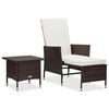 vidaXL 2-tlg. Garten-Lounge-Set mit Kissen Poly Rattan Braun
