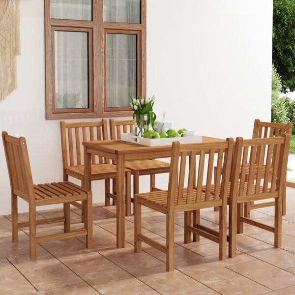 vidaXL 7-teiliges Garten-Ess-Set 120 x 70 cm Massivholz Teak